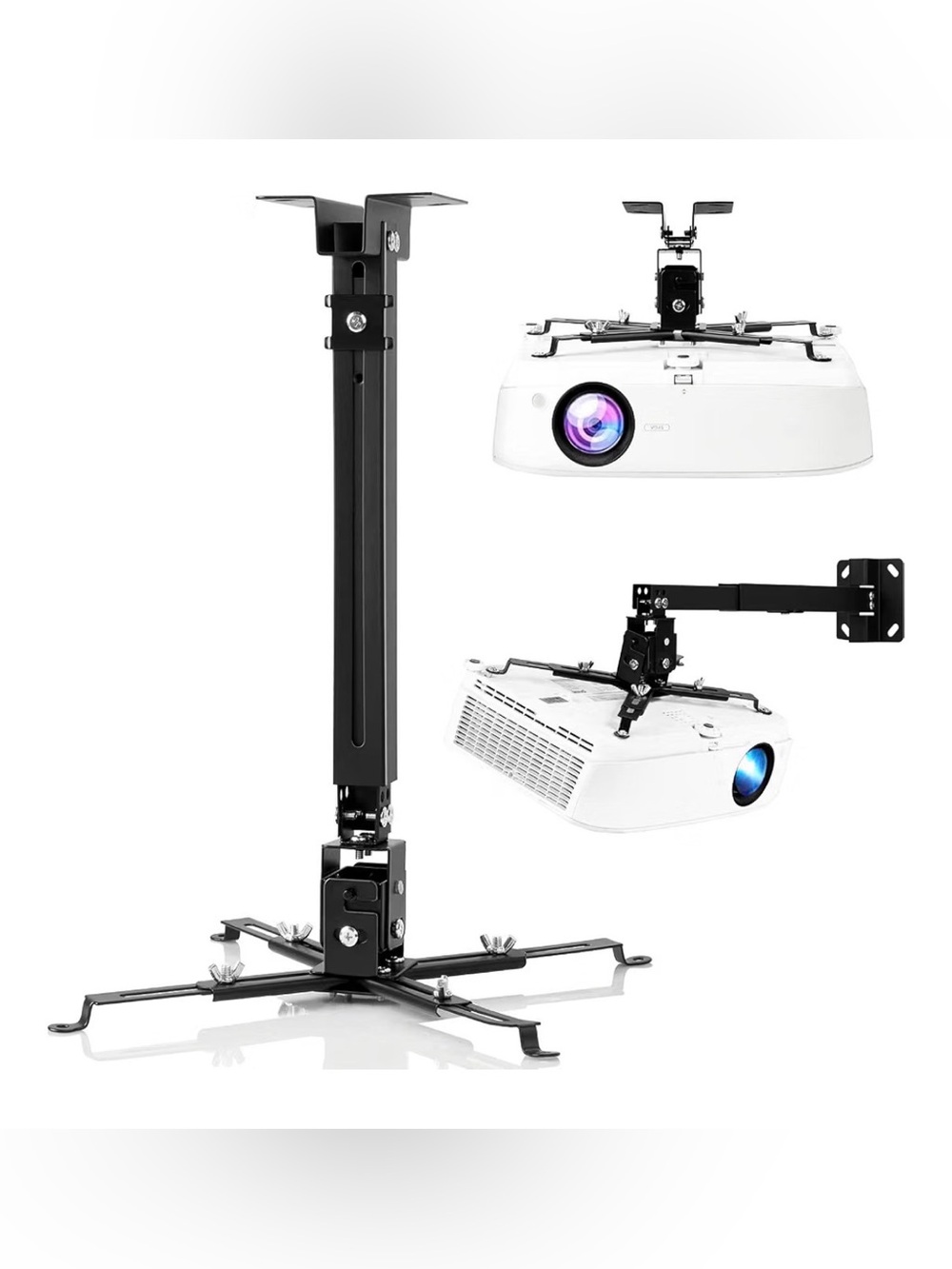 Universal Adjustable Ceiling Projector Mount - Black
